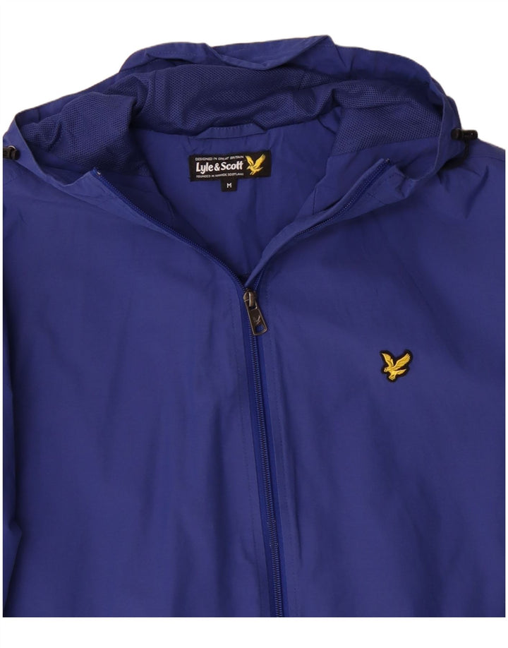 Jaqueta de chuva masculina com capuz LYLE & SCOTT Reino Unido 38 Nylon azul marinho médio