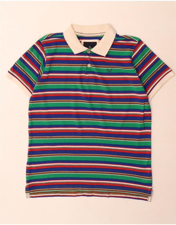 Camisa polo masculina Crew Clothing grande algodão listrado multicolorido