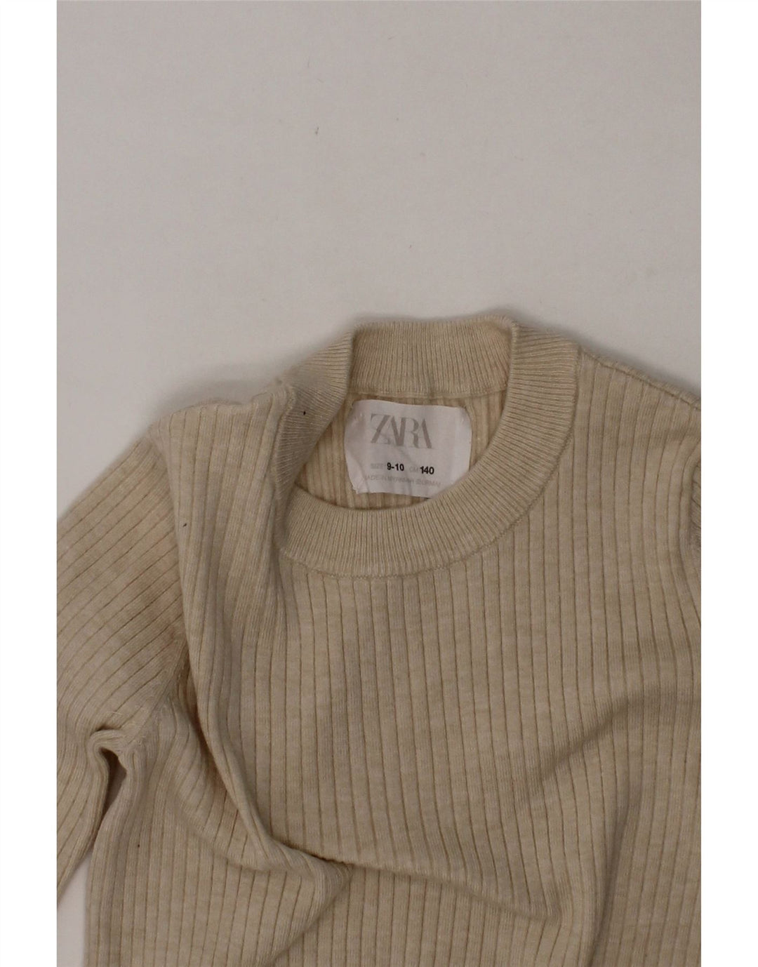ZARA Girls Crew Neck Jumper Sweater 9-10 Years Beige Vintage Zara and Second-Hand Zara from Messina Hembry 