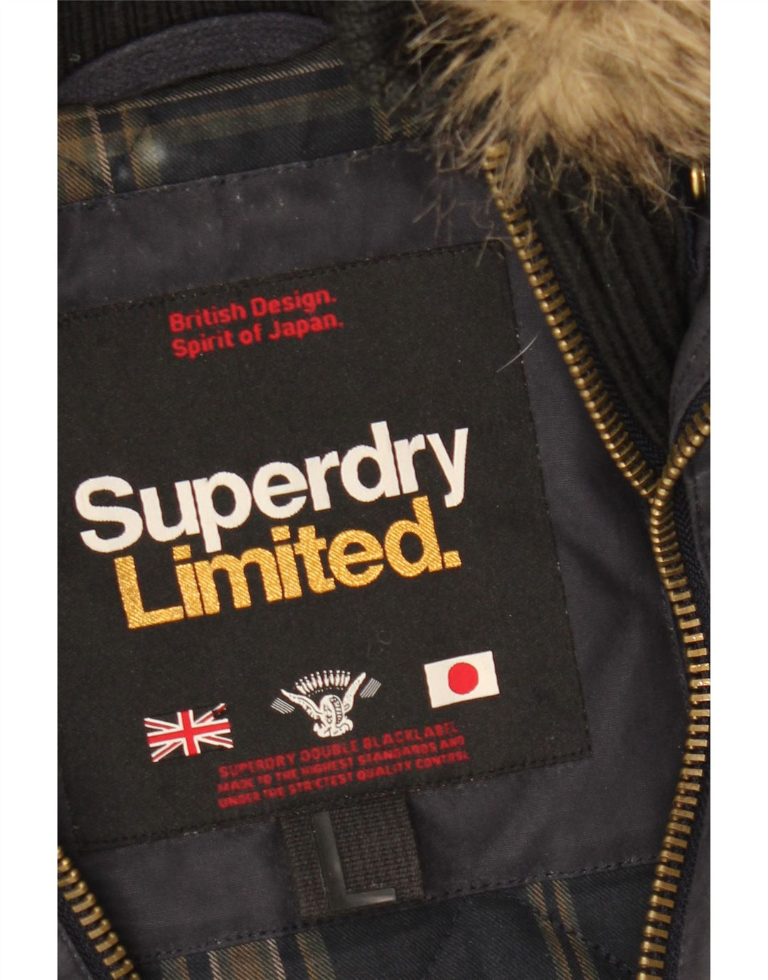 Jaqueta parka feminina SUPERDRY com capuz Reino Unido 16 grande algodão azul marinho