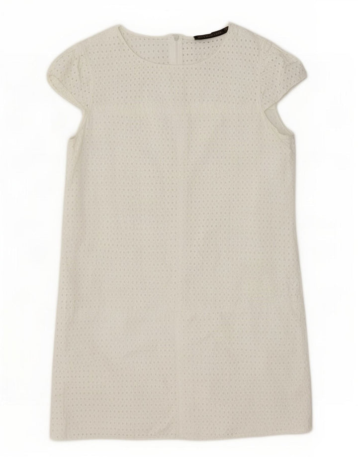 Zara Vestido Shift Feminino Reino Unido 12 Médio Branco