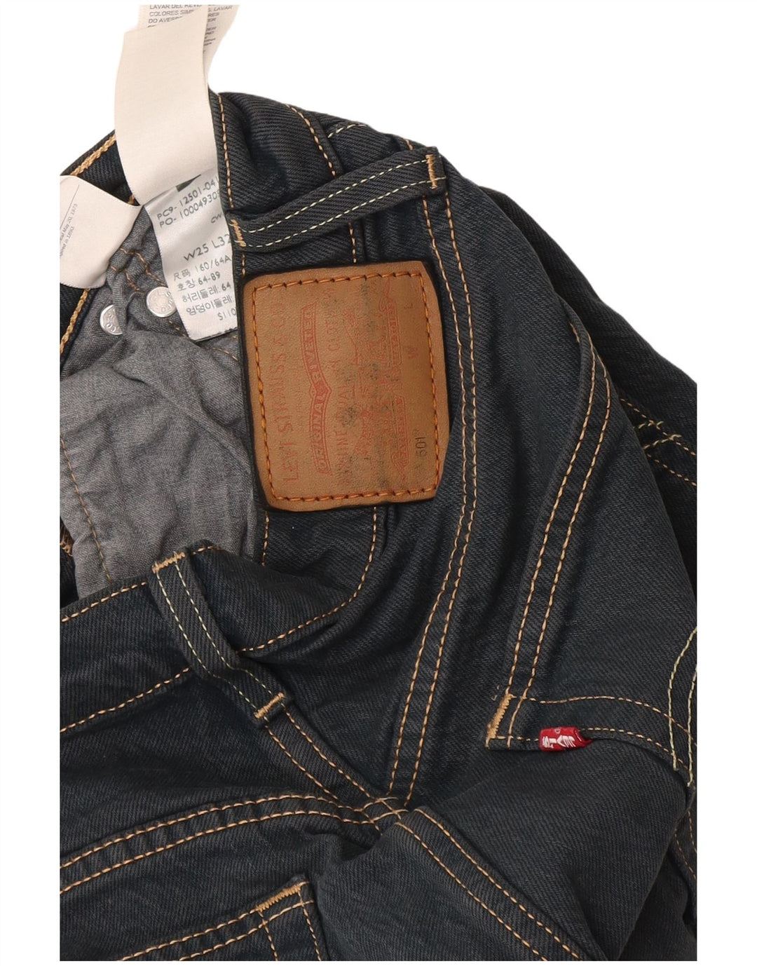 Calça jeans feminina Levi's 501 Straight W25 L32 cinza algodão