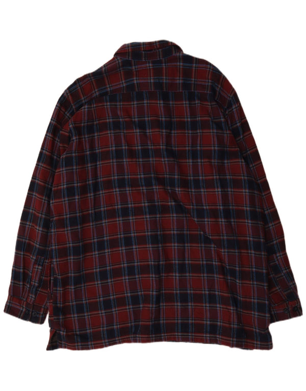 Camisa masculina alta de flanela sherpa L.L.Bean 2XL algodão xadrez cor de vinho