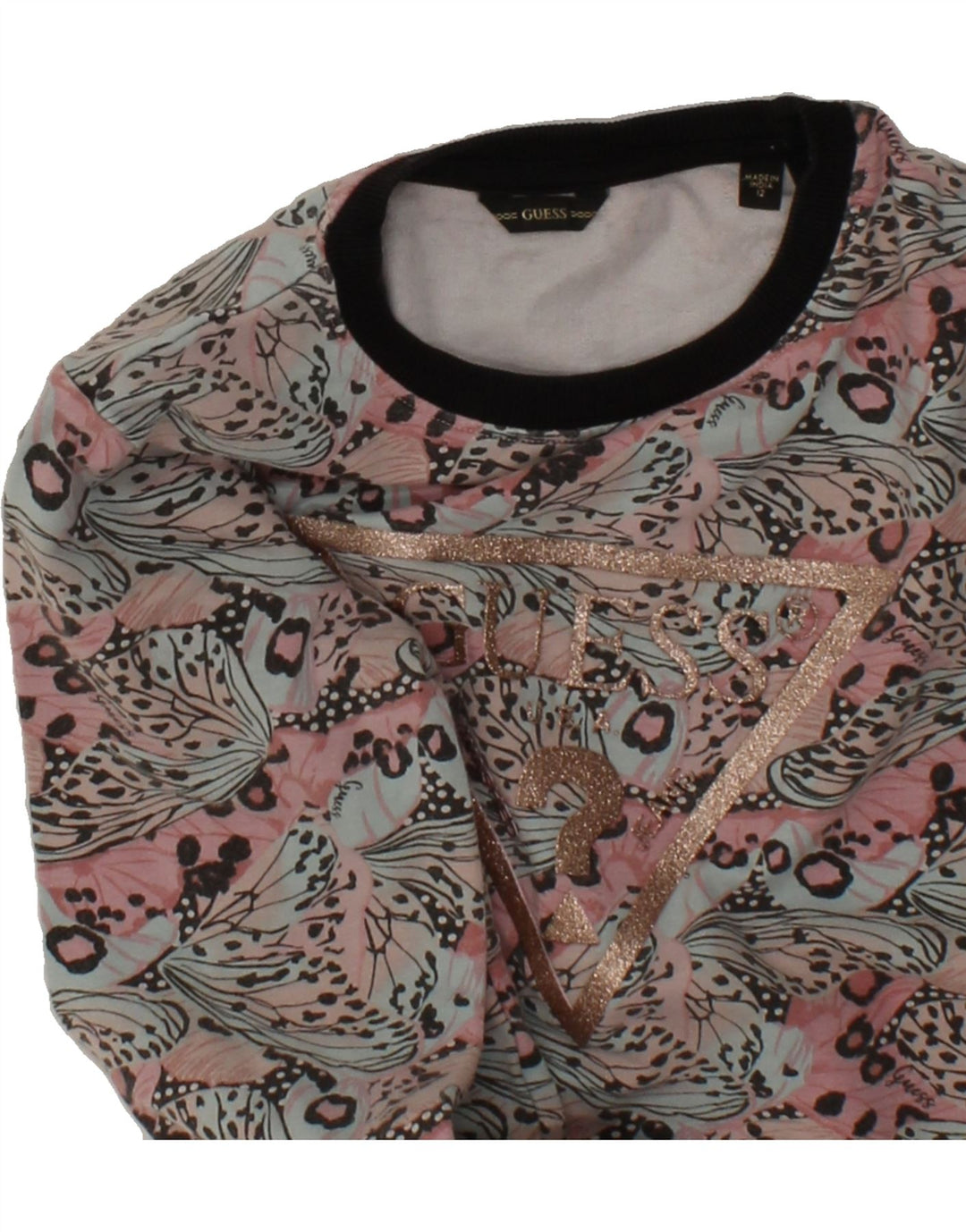 GUESS Girls Graphic Sweatshirt Jumper 11-12 Years Multicoloured Butterfly Vintage Guess and Second-Hand Guess from Messina Hembry 