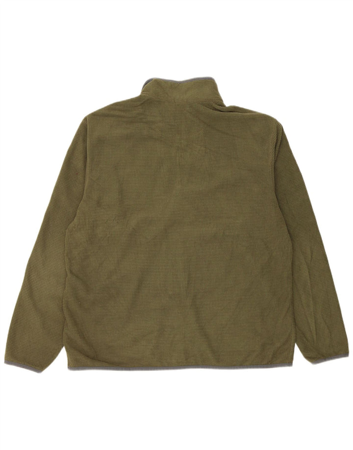 Eddie Bauer Suéter masculino de lã com zíper e gola grande poliéster verde