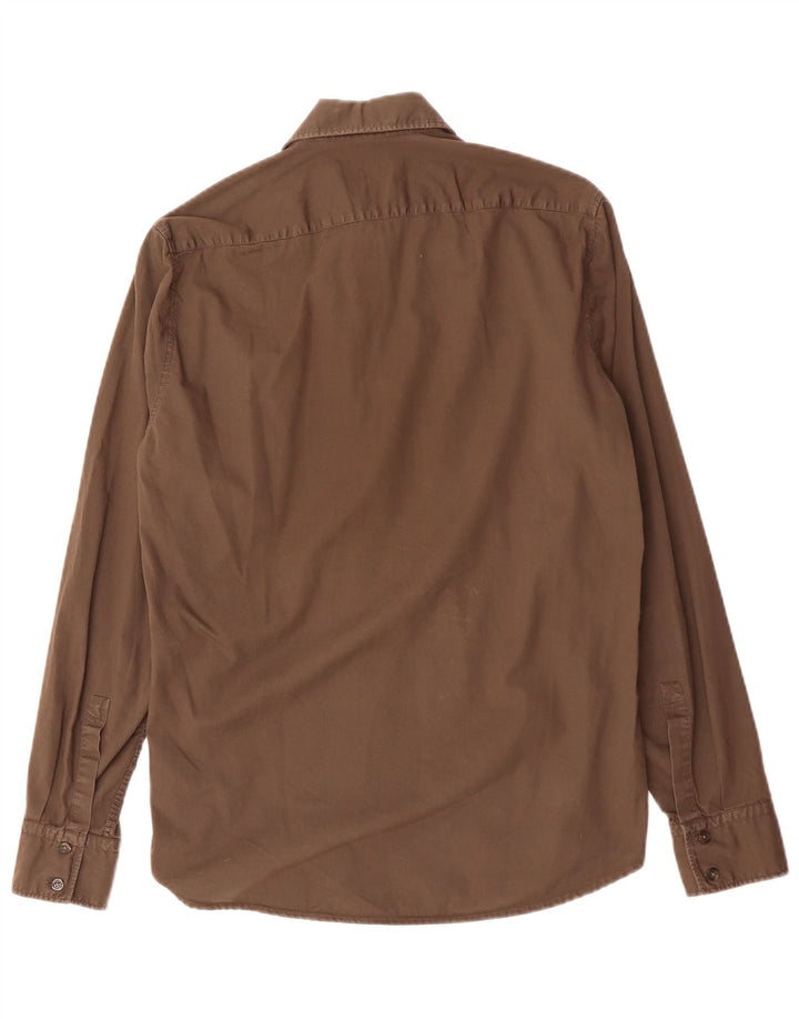 Camisa masculina Hugo Boss pequena algodão marrom