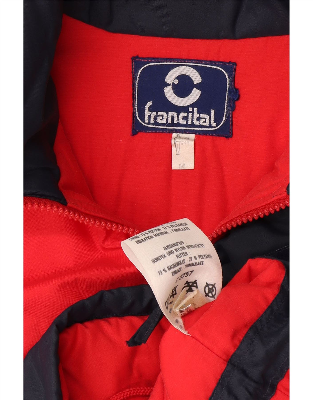 Jaqueta de esqui masculina Francital Gore-Tex com capuz UK 38 Medium Red Colourblock