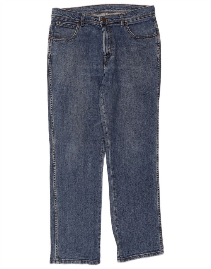 Wrangler masculino regular fit jeans reto W34 L32 algodão azul