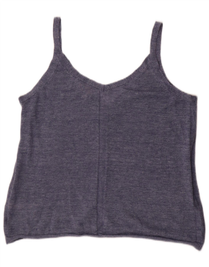 Suéter cardigã feminino sem mangas FAT FACE Reino Unido 10 linho azul pequeno