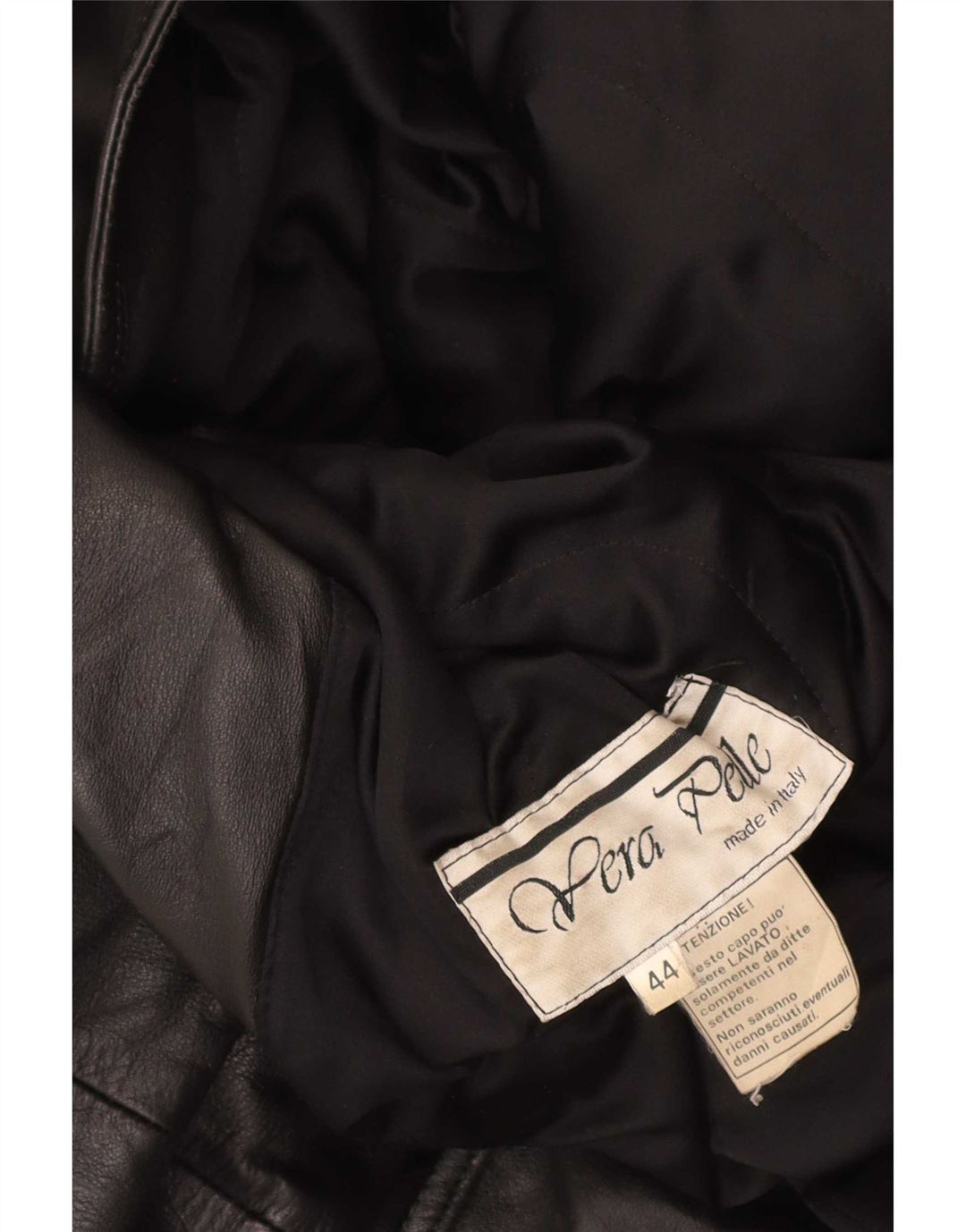 Casaco de couro grande com capuz feminino vintage IT 44 médio preto