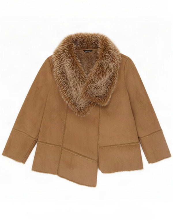 Essence Womens Open Sherpa Jacket UK 22 3XL Marrom Poliéster