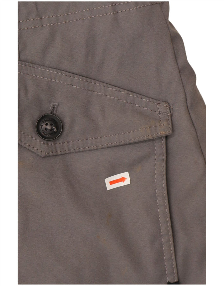 Jaqueta feminina Sherpa Parka com capuz Hollister UK 14 poliéster cinza médio