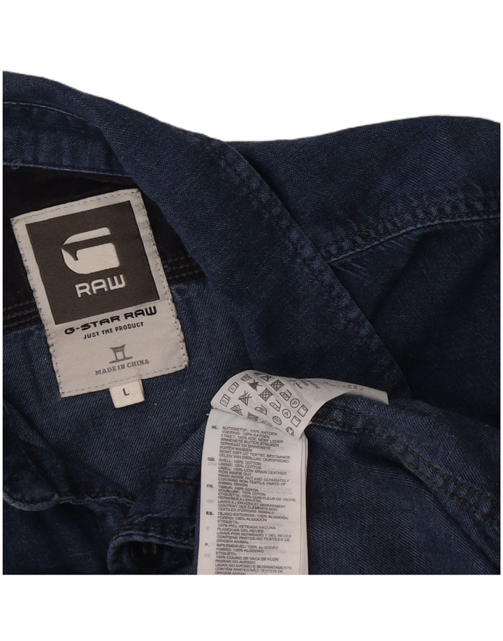 Camisa masculina de manga curta G-Star grande algodão azul