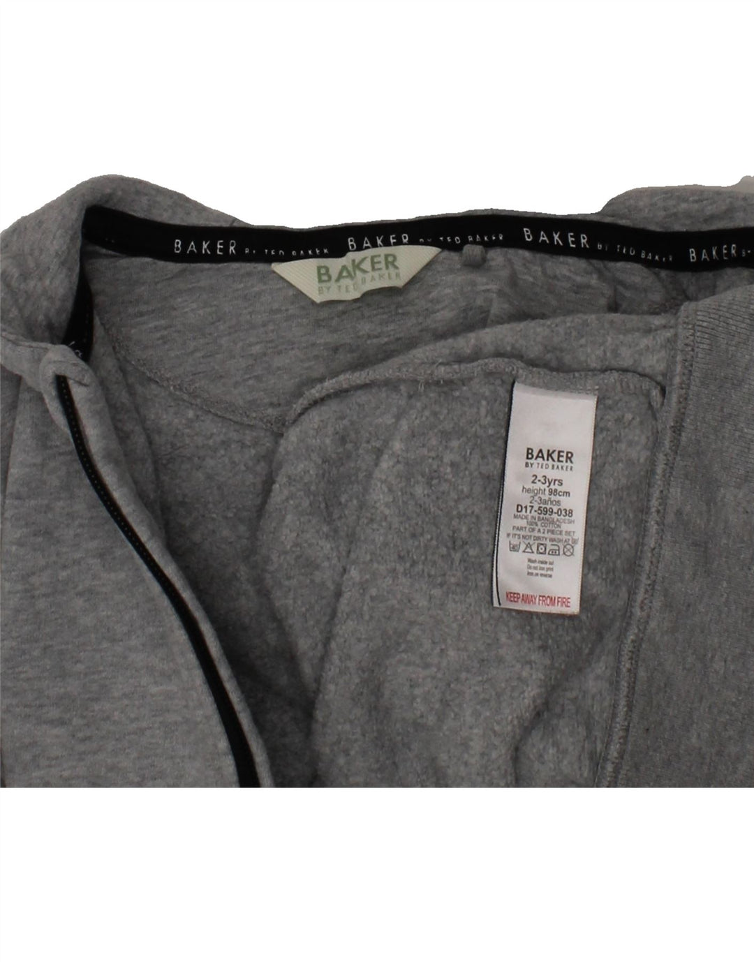 TED BAKER Boys Graphic Zip Hoodie Sweater 2-3 Years Grey Cotton Vintage Ted Baker and Second-Hand Ted Baker from Messina Hembry 