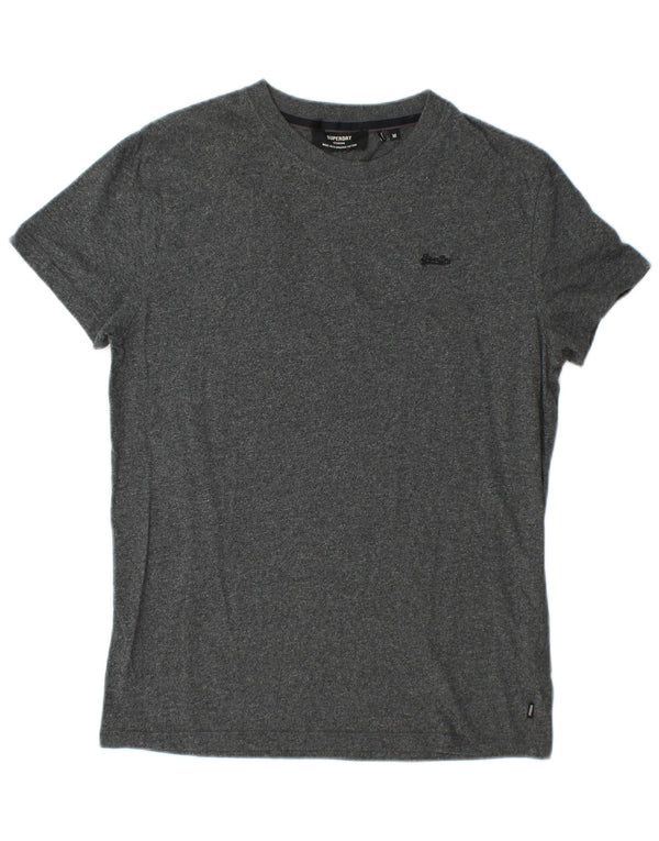 Camiseta masculina SUPERDRY Top cinza médio manchado de algodão