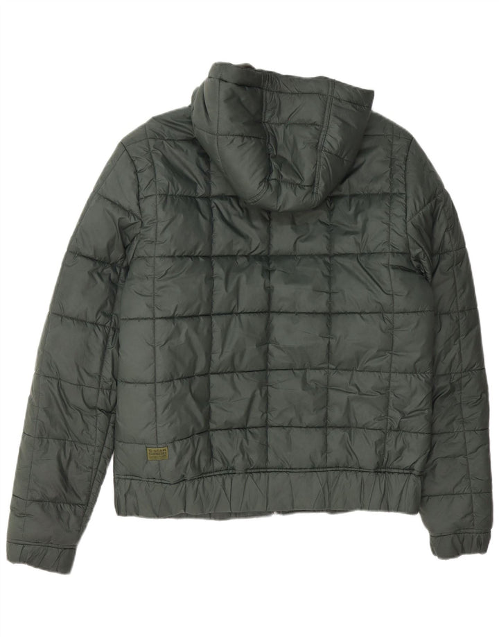Jaqueta masculina acolchoada com capuz G-Star UK 38 poliéster verde médio