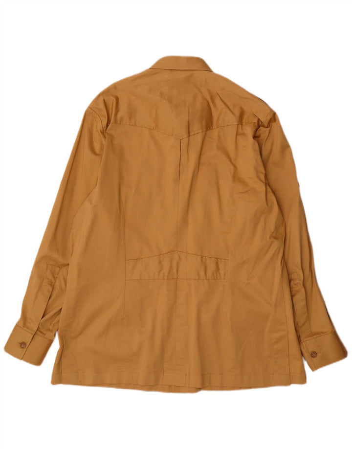 Camisa militar masculina vintage grande bege