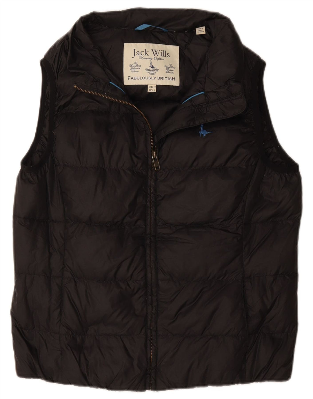 Colete acolchoado feminino Jack Wills UK 12 médio preto