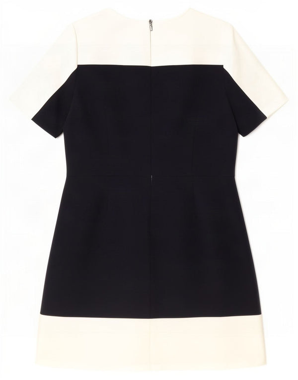 Vestido feminino Tommy Hilfiger A-Line UK 14 grande preto colorblock poliéster