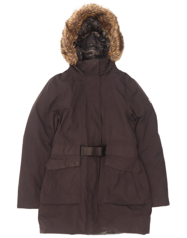 Casaco acolchoado com capuz feminino The North Face UK 14 médio preto nylon