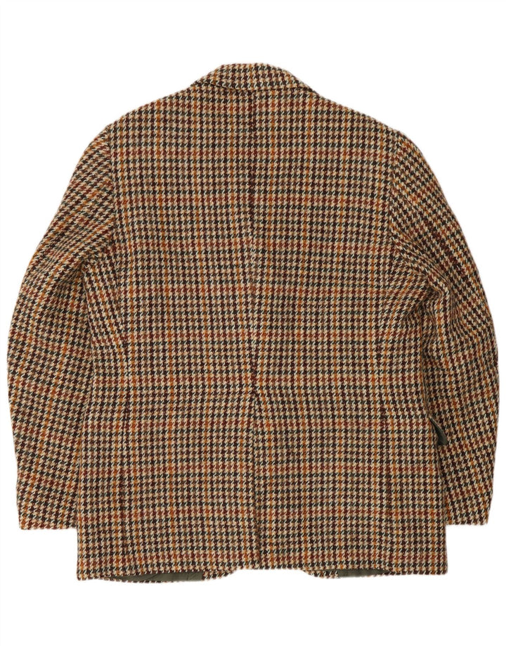 Jaqueta blazer masculina de 2 botões Harris Tweed Reino Unido 40 grande marrom houndstooth