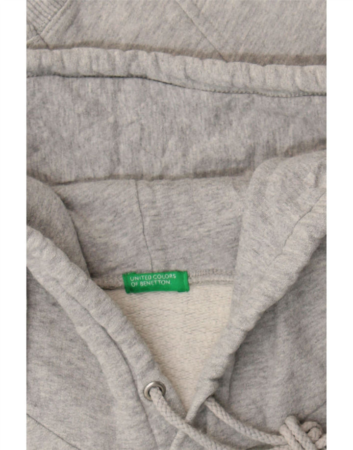 BENETTON Womens Graphic Hoodie Jumper UK 18 XL Grey Cotton Vintage Benetton and Second-Hand Benetton from Messina Hembry 