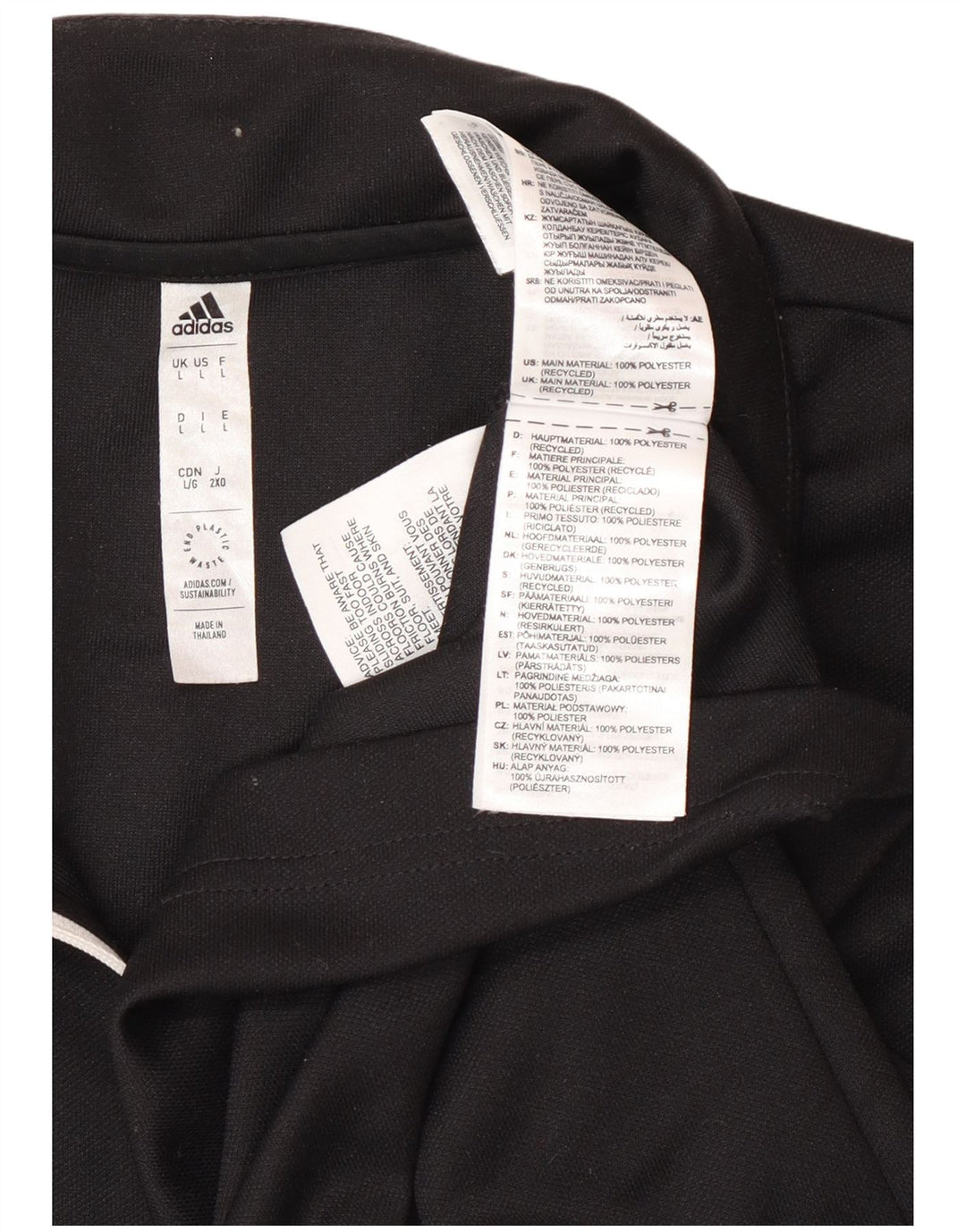 Adidas Mens Zip Neck Top Manga Longa Grande Poliéster Preto Esportes