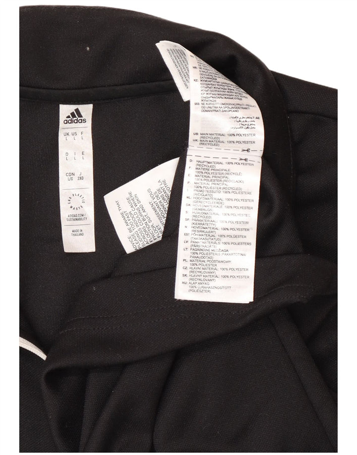 Adidas Mens Zip Neck Top Manga Longa Grande Poliéster Preto Esportes