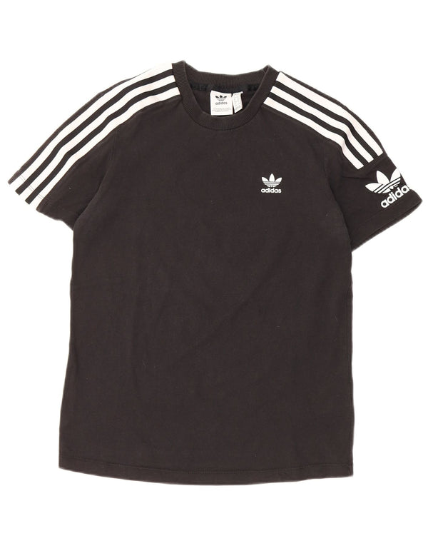 ADIDAS Womens Graphic T-Shirt Top UK 8 Pequeno Algodão Preto