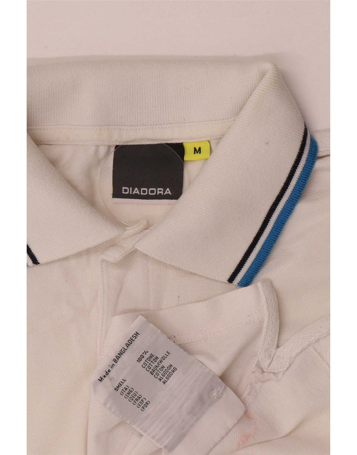 Camisa polo masculina Diadora médio algodão listrado branco