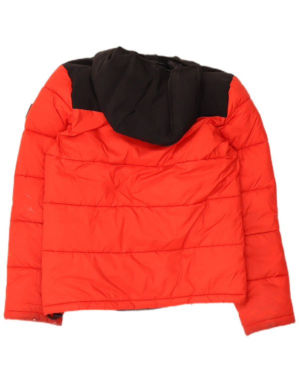 Jaqueta feminina acolchoada com capuz e ajuste solto Champion UK 10 Small Red Colourblock