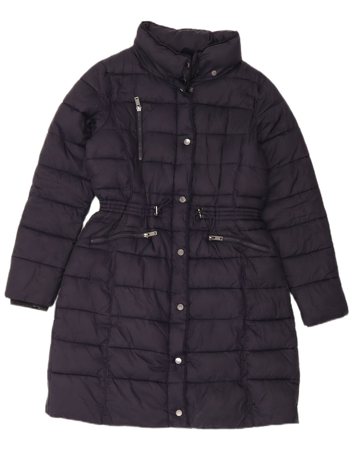 Casaco acolchoado feminino Monsoon UK 14 médio azul marinho nylon