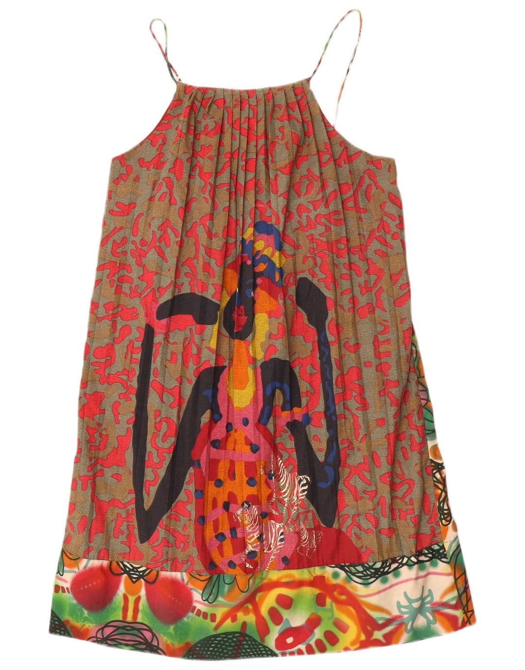 Desigual Vestido de verão feminino com padrão abstrato UE 42 grande multicolorido
