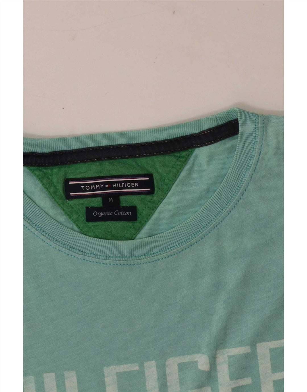 Tommy Hilfiger Camiseta masculina gráfica Top médio algodão turquesa