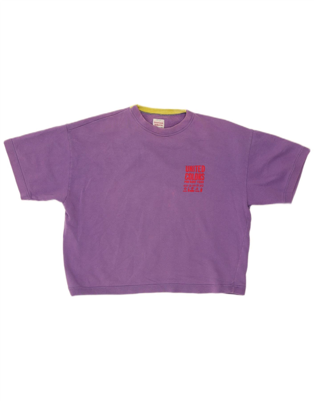 Suéter gráfico oversized feminino Benetton Reino Unido 16 grande roxo