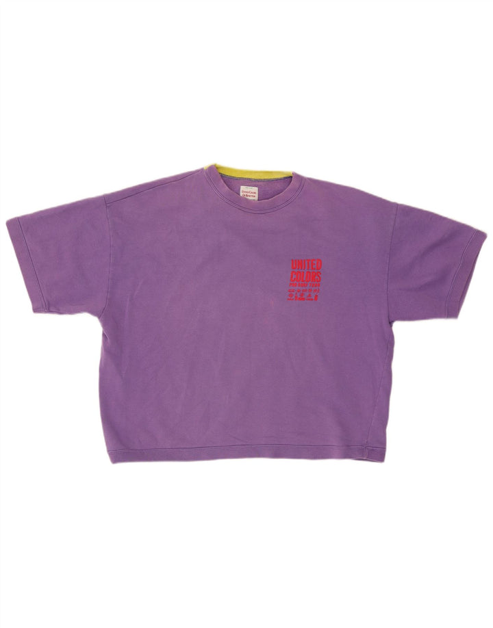 Suéter gráfico oversized feminino Benetton Reino Unido 16 grande roxo