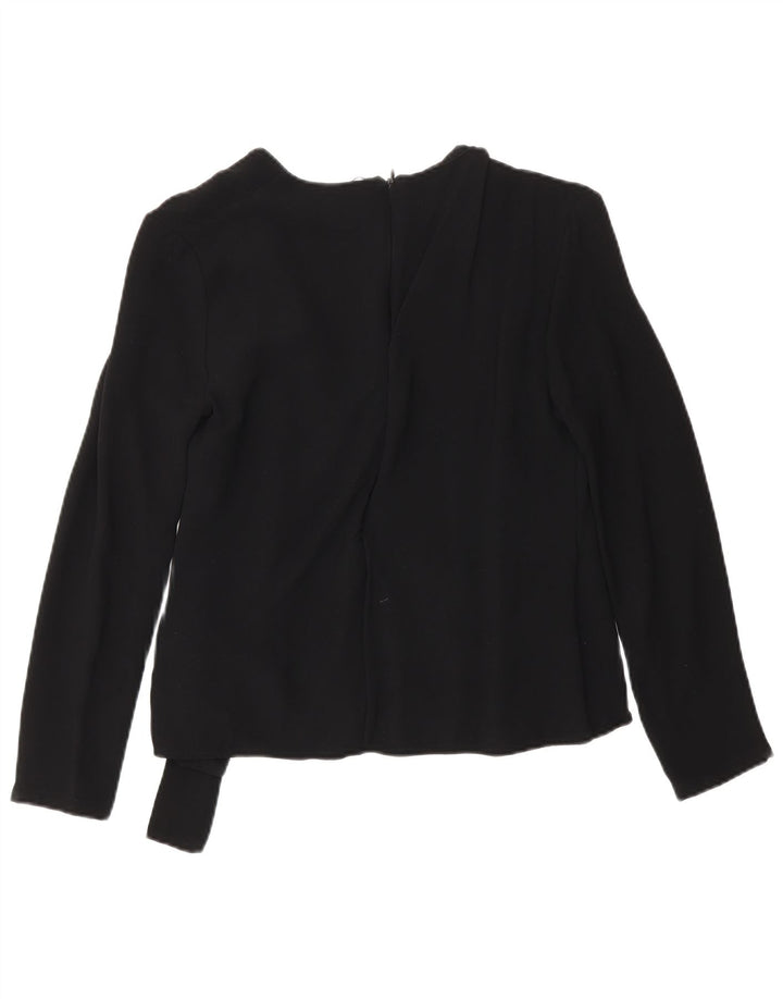 Blusa feminina French Connection manga comprida envolvente Reino Unido 8 pequena preta
