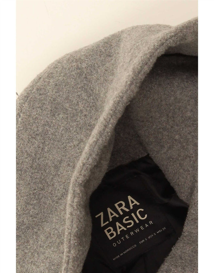 Sobretudo feminino curto com capuz Zara UK 10 pequeno cinza