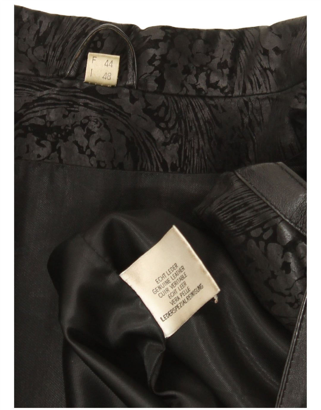 Jaqueta de couro superdimensionada feminina vintage IT 48 2XL couro preto