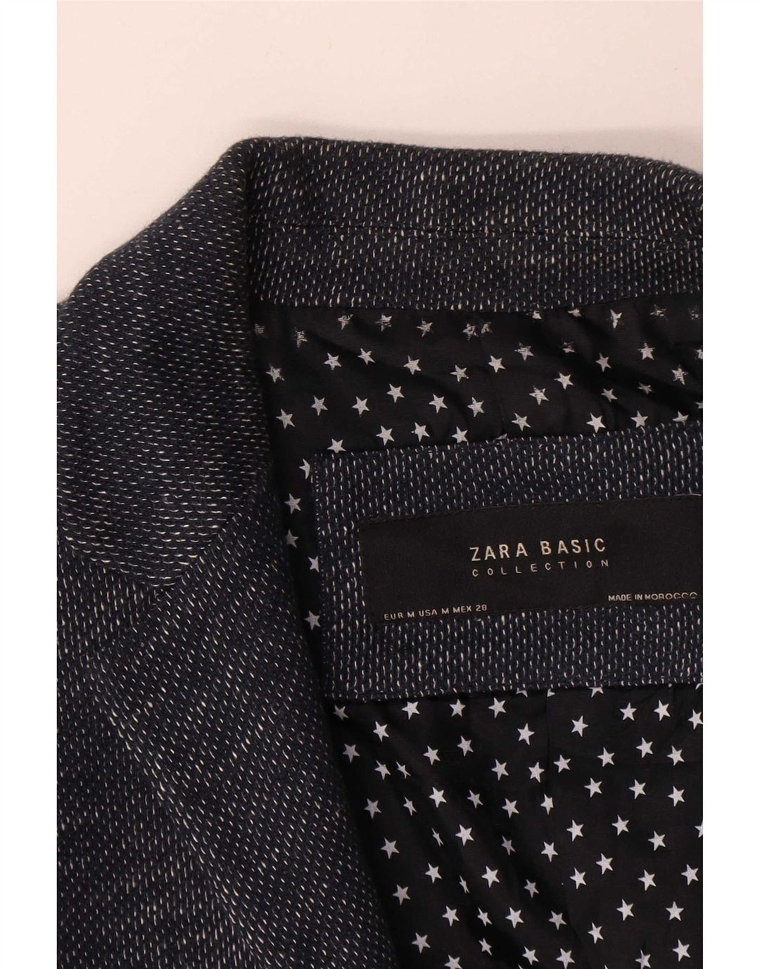 Jaqueta blazer feminina Zara com 1 botão Reino Unido 12 médio azul marinho manchado