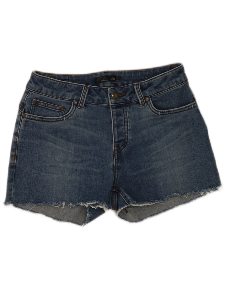 Shorts jeans feminino PRANA W26 pequeno algodão azul
