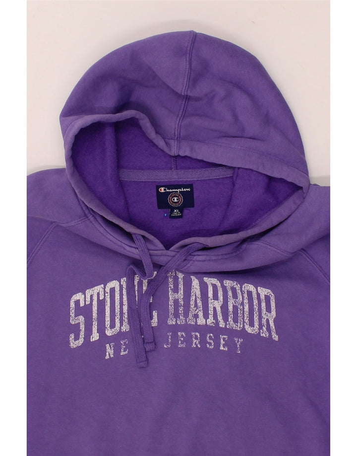 CHAMPION Womens Graphic Hoodie Jumper UK 18 XL Purple Cotton Vintage Champion and Second-Hand Champion from Messina Hembry 