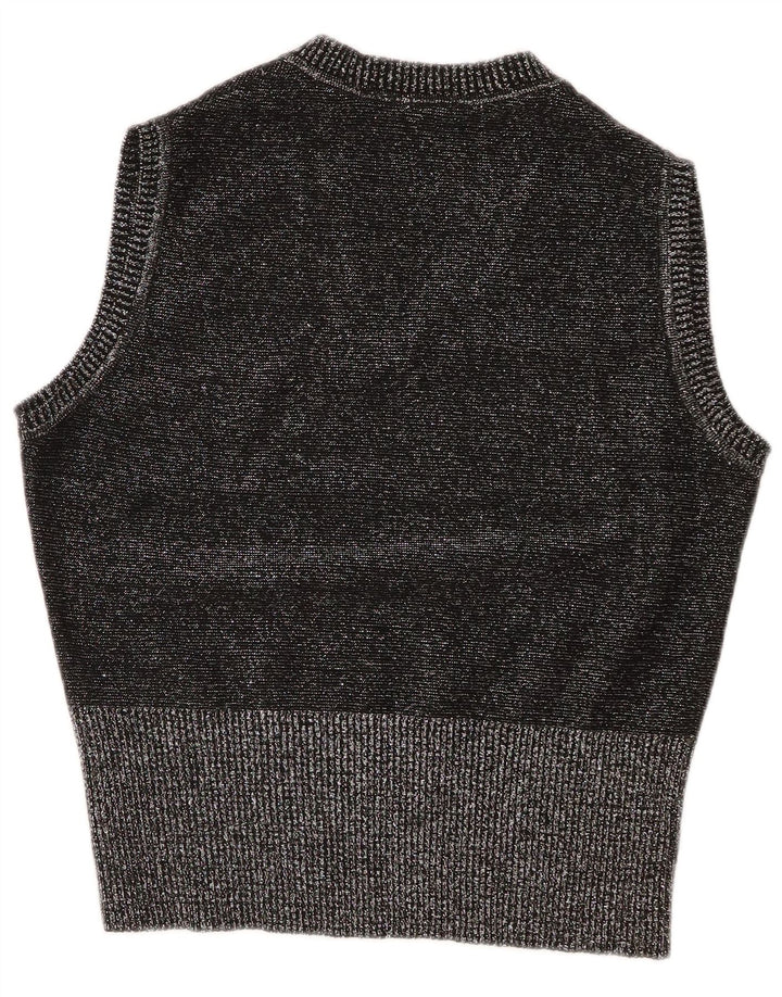 Colete feminino vintage regata IT 44 poliacrílico manchado cinza médio