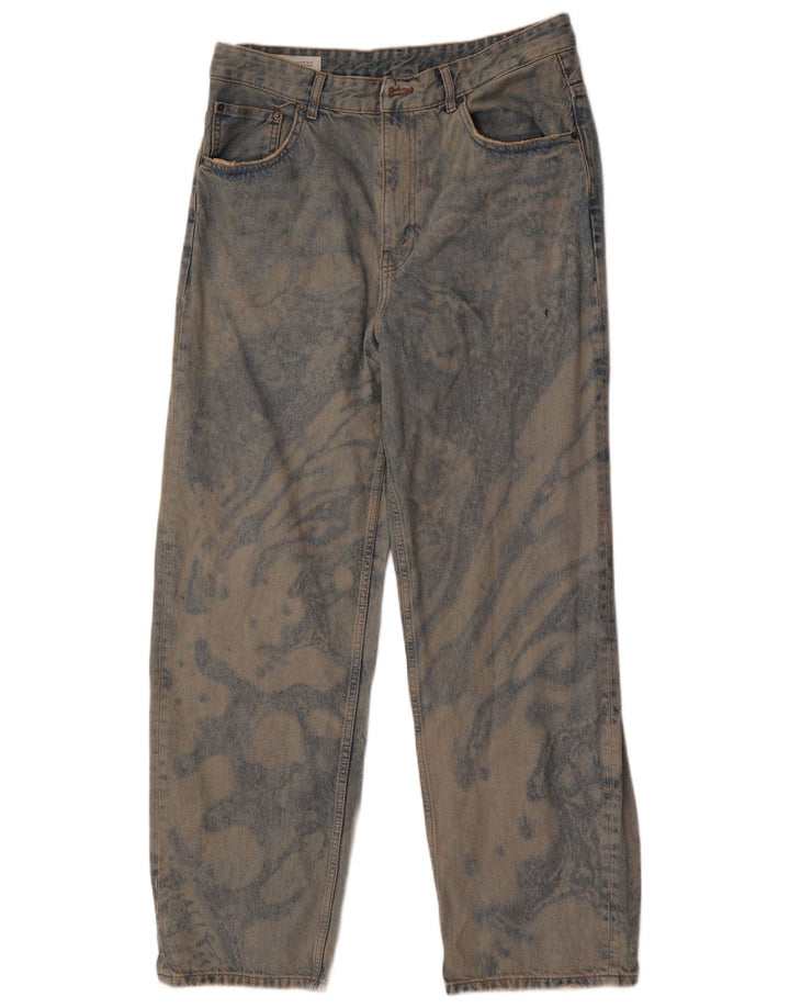 Zara Mens Straight Jeans EU 42 Grande W32 L32 Azul Tie Dye