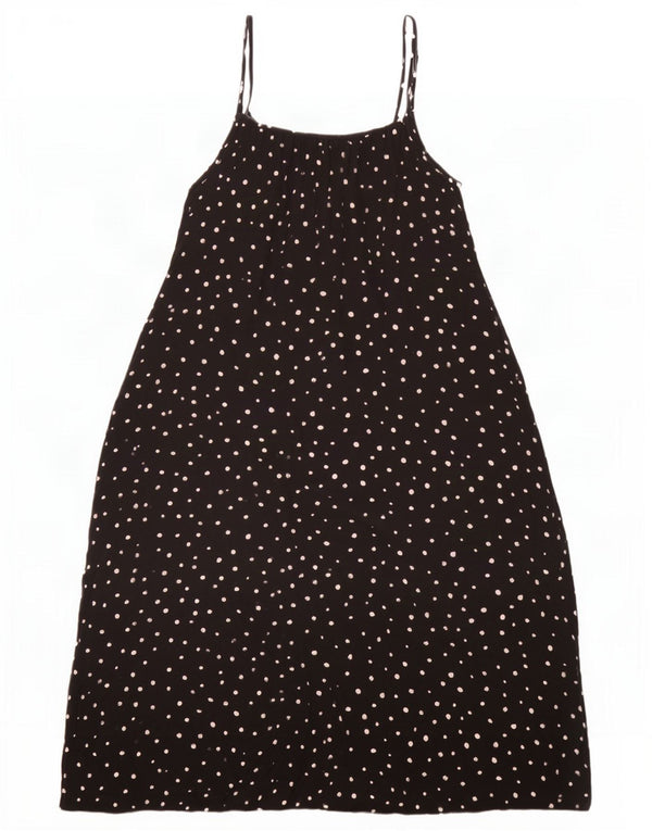 Vestido de verão feminino Marks & Spencer Reino Unido 14 grande viscose preta manchada