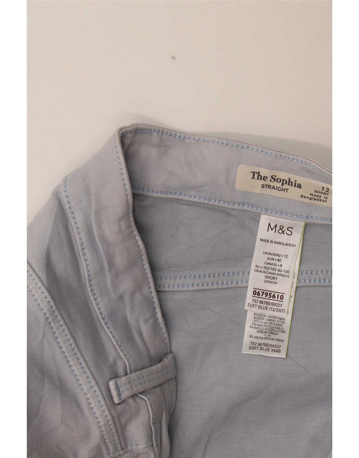 Calça casual curta feminina Marks & Spencer Reino Unido 12 médio W30 L30 azul
