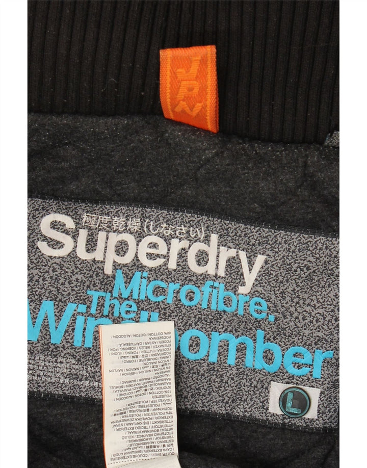 Jaqueta Bomber Superdry Feminina The Windbomber com Capuz Reino Unido 16 Grande Preto