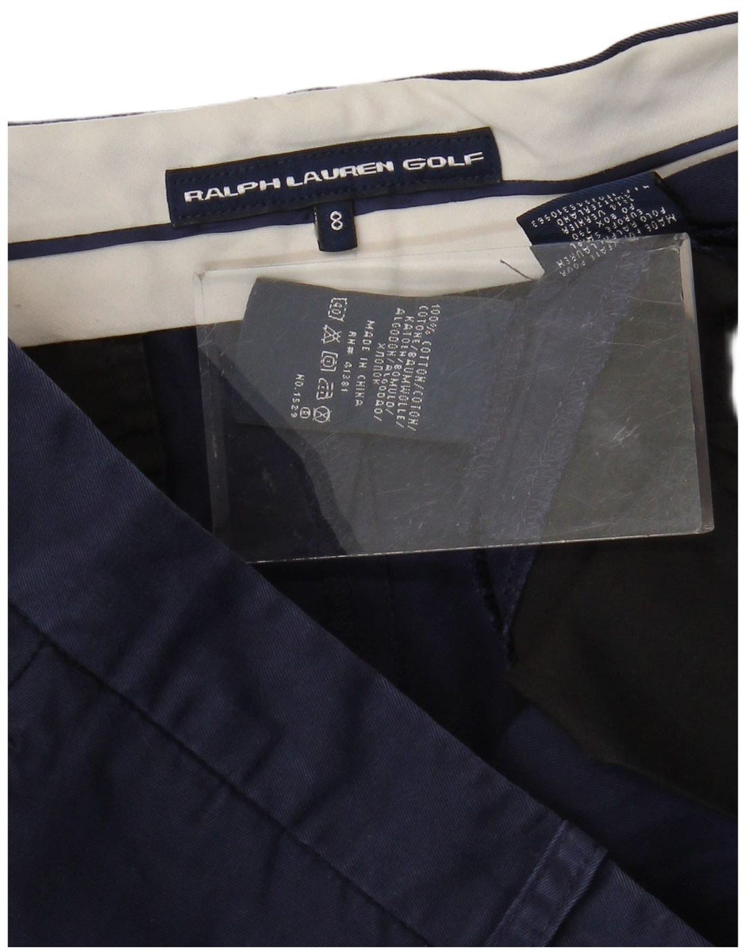 Shorts Chino feminino Ralph Lauren EUA 8 médio W30 algodão azul marinho