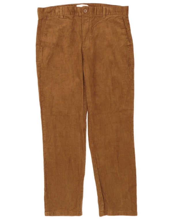 Calça masculina de veludo cotelê Marks & Spencer Regular Fit W36 L31 algodão marrom