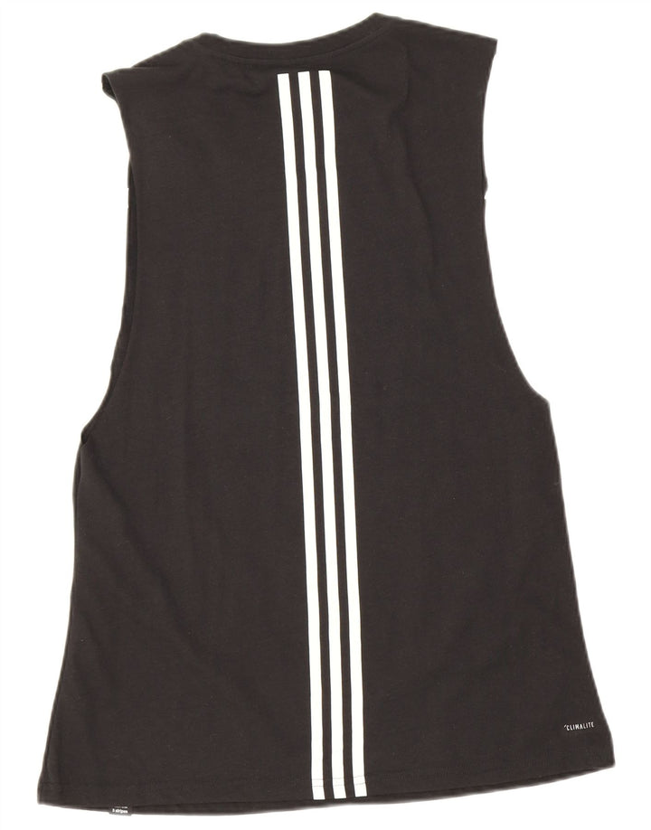 Adidas Womens Three Stripes Graphic Vest Top Reino Unido 12 Médio Preto Poliéster